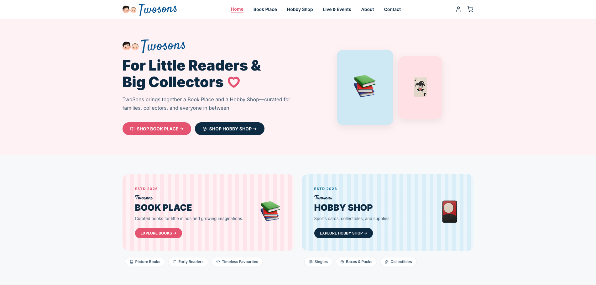 TwoSons homepage — For Little Readers & Big Collectors